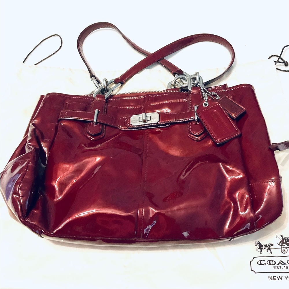 Coach Genuine Patent Leather Maroon Purse